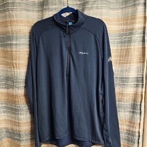 Eddie Bauer First Ascent Men's Smoky  Blue 1/4 Zip Pullover Waffle